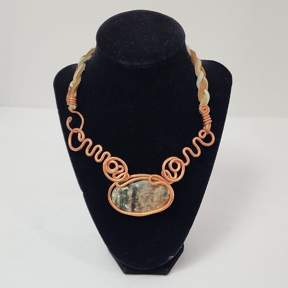Copper and Stone Ornate Ethnic Style Necklace Handnade